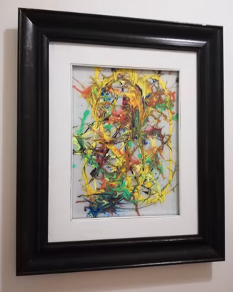 Quadro astratto realizzato su lastra vetro 