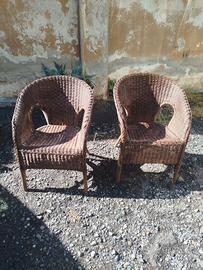 coppia poltrone midollino e vimini anni 70 