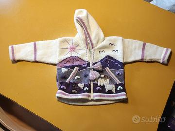 Giacchina in lana alpaca con cappuccio taglia 2