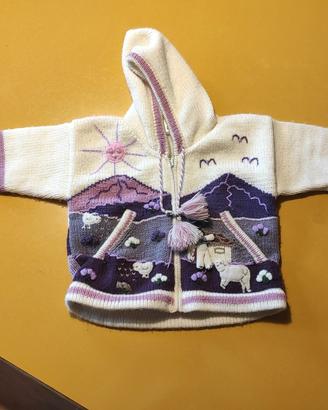 Giacchina in lana alpaca con cappuccio taglia 2