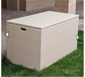 Baule contenitore in Polyrattan intrecciato a mano