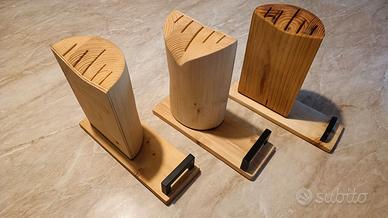 Porta coltelli in legno fatto a mano