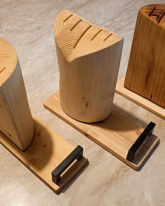 Porta coltelli in legno fatto a mano
