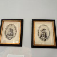 Coppia puttini su vetro
