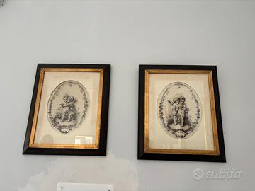 Coppia puttini su vetro