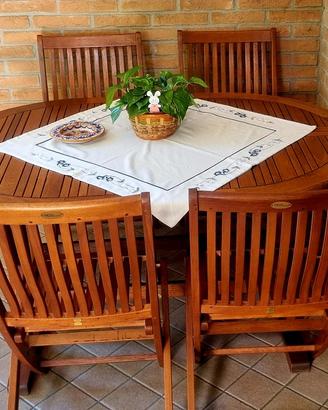 Tavolo in legno con 4 sedie da balcone o giardino