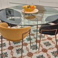 tavolo tondo in vetro + 4 poltroncine