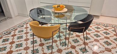 tavolo tondo in vetro + 4 poltroncine