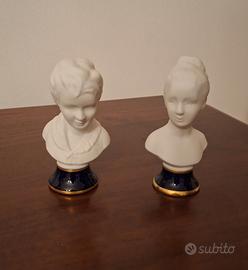 Coppia di busti in porcellana Biscuit Capodimonte