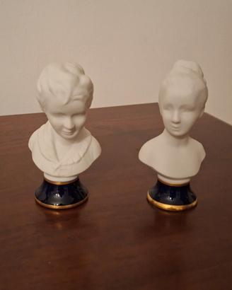 Coppia di busti in porcellana Biscuit Capodimonte