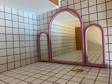 Specchio da bagno vintage anni ’80 – rosa antico