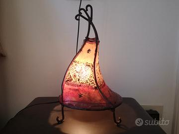 Abat jour lampade etniche pelle e ferro battuto