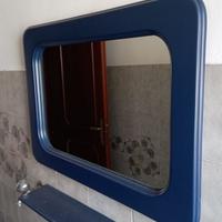 Specchio con mensola da bagno legno blu