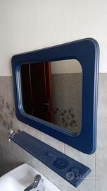Specchio con mensola da bagno legno blu