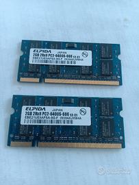 memoria RAM notebook ddr2 2gb x2