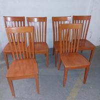 6 sedie in legno massello con schienale a doghe 