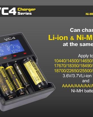 Carica Batterie Pile Intelligente Xtar VC4 USB