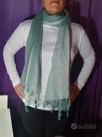 Sciarpa Stola Chiffon Verde turchese Sfumato con N