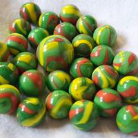 Biglie in vetro verdi swirl giallo/rosso – lotto28