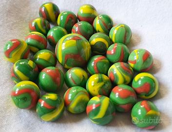 Biglie in vetro verdi swirl giallo/rosso – lotto28
