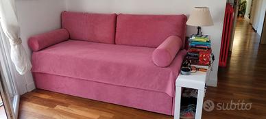 Letto doppio / divano letto in Alcantara rosa