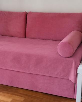 Letto doppio / divano letto in Alcantara rosa
