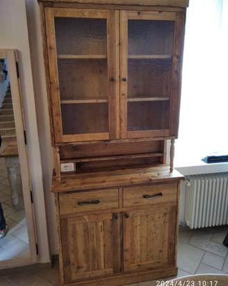 credenzina in abete vecchio vecchio con alzata