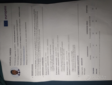 Lavapiatti / Aiuto Cuoco / Operaio Mulettista