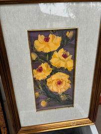 Quadro fiori gialli dipinto a mano Autore Duccio