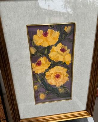 Quadro fiori gialli dipinto a mano Autore Duccio
