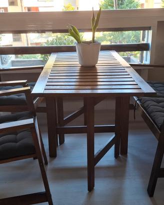 Set da esterno in legno (tav, panchina, poltrone)