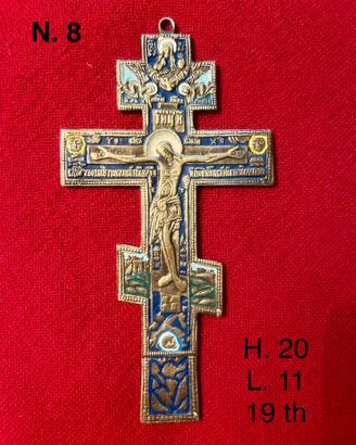 Icona-Croce ortodossa russa - 20x11cm - 19th