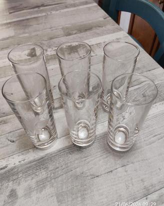set di 6 bicchieri in cristallo base in argento