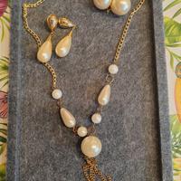 Set collana e 2 paia orecchini perle bigiotteria