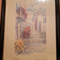 Acquarello di P. LAVINE con cornice nero in legno.