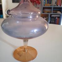 vaso con coperchio in vetro artigianale