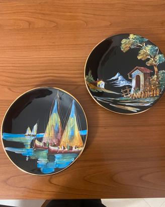 Coppia piatti ceramica Dolci Gualdo Tadino vintage