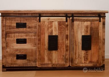 Credenza industriale in legno massello Newport 3