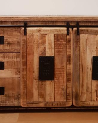 Credenza industriale in legno massello Newport 3