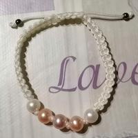 Braccialetto regolabile in corda bianca e perline 