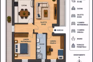 Manin trilocale con terrazzo perimetrale