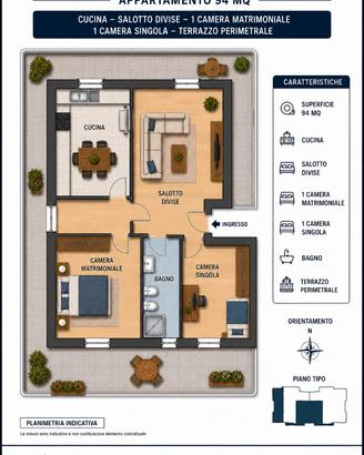 Manin trilocale con terrazzo perimetrale
