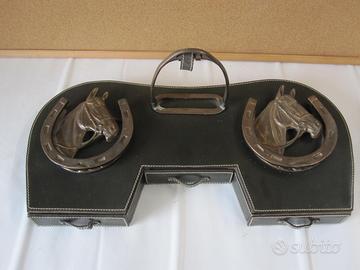 Organizzatore scrivania penne antico cavallo