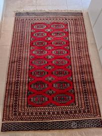 Tappeto misto seta rosso nero e beige 
