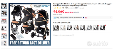 Passeggino 3‐in‐1 Sistema da viaggio Passeggino