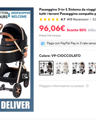 Passeggino 3‐in‐1 Sistema da viaggio Passeggino