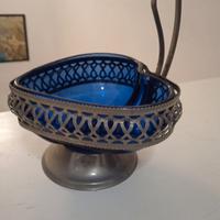 cesto decorativo cuore, zuccheriera blu + metallo