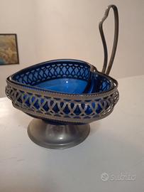 cesto decorativo cuore, zuccheriera blu + metallo