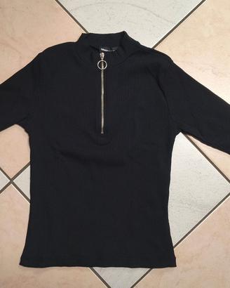 Maglia donna, manica 3/4, colore nero, taglia XS