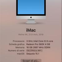 iMac Retina 4K 21.5 pollici 2019